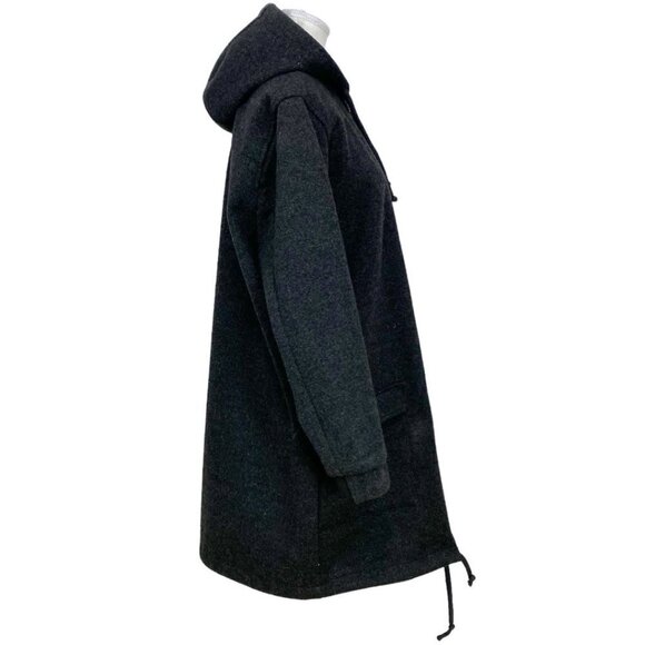 BODYBAG BY JUDE CHARCOAL GREY WOOL BLEND HOODED MID-LENGTH COAT - M - Picture 3 of 10